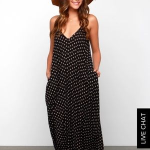 LULU’s black print beach maxi dress